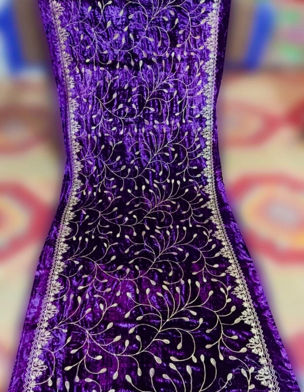 Velvet Tilla Work Embroidered Shawl
