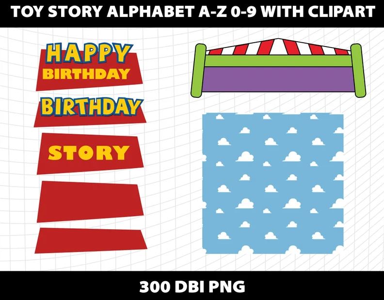 Alphabet Letters Sublimation Design Toy Story