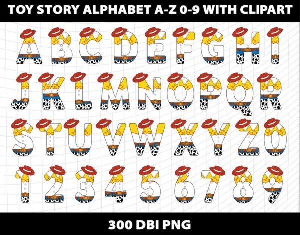 Alphabet Letters Sublimation Design Toy Story
