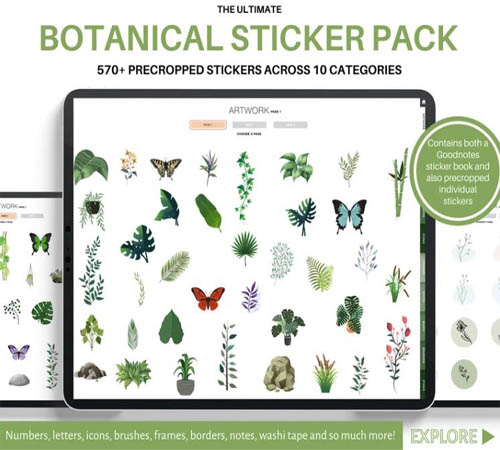 Digital Botanical Sticker Pack