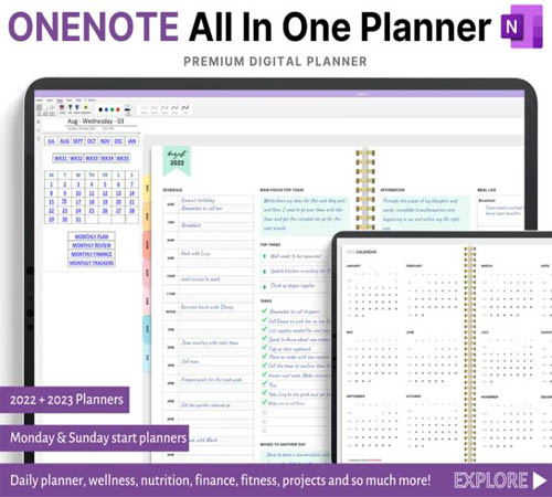 OneNote All in One Digital Planner-featured