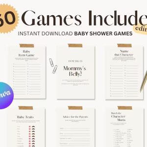 Modern Baby Shower Games Minimalistic Designs