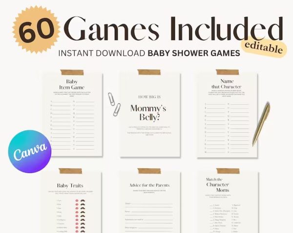 Modern Baby Shower Games Minimalistic Designs