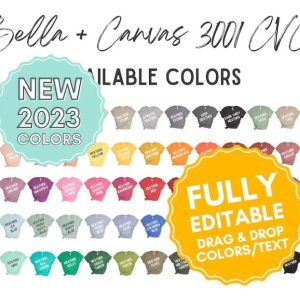 Editable Bella Canvas 3001 CVC Color Chart