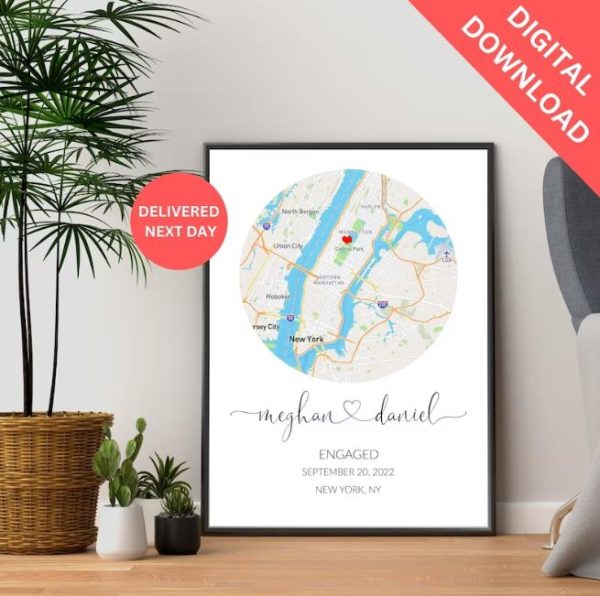 Custom City Map Art Print for Future Gift