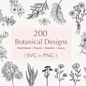 200 Botanical Svg Bundle for Commercial use