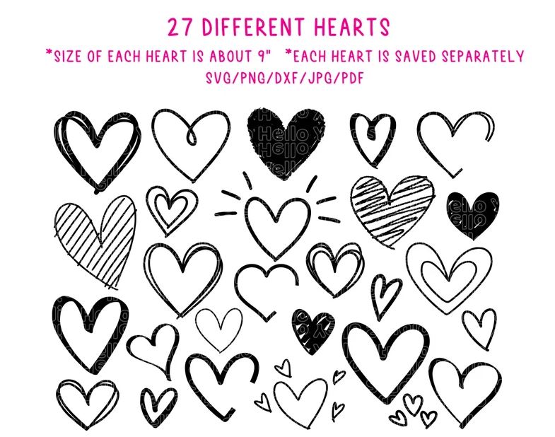Handmade SVG and PNG Heart Bundle for Cricut