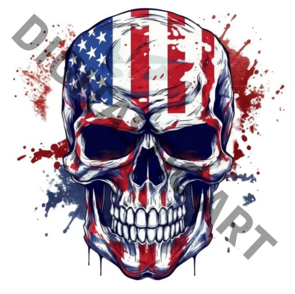 American Flag Skull Sublimation T-Shirt Design